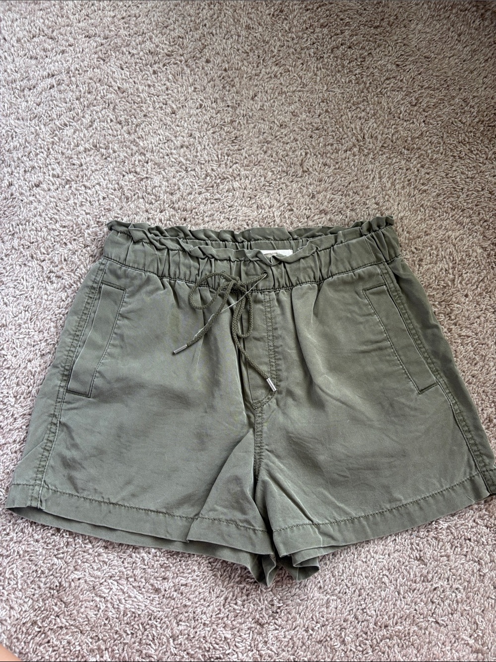 Women's Olive Green Drawstring Waist Shorts